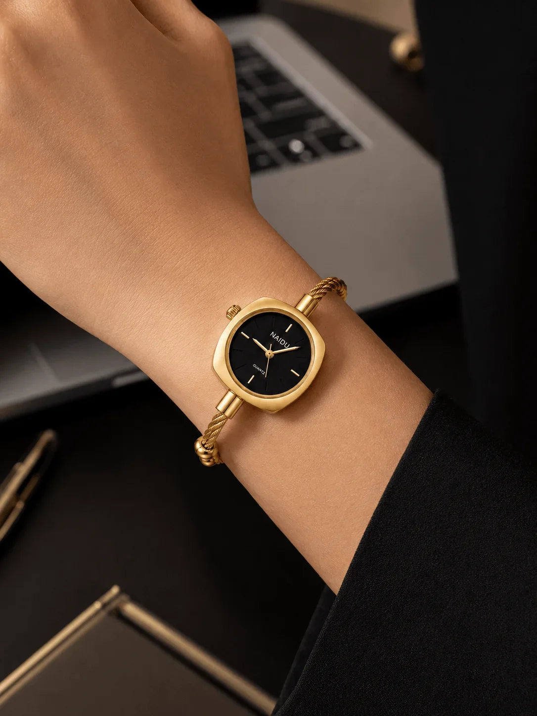 Women's Gold Bangle Watch – Luxury Stainless Steel Quartz