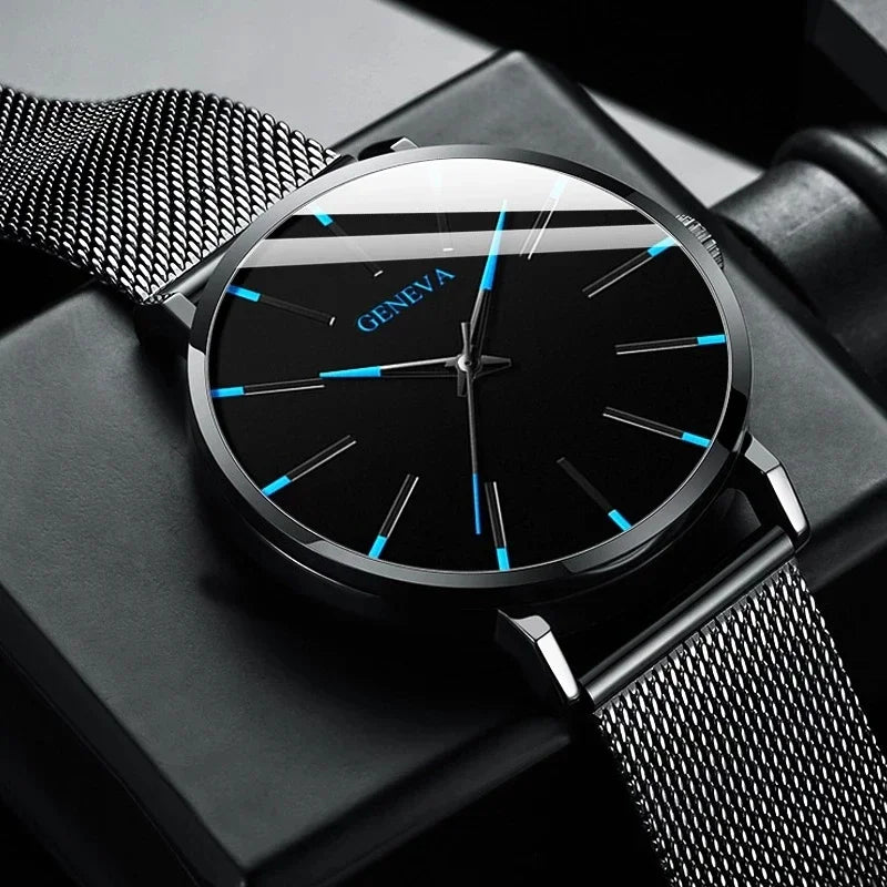 Men's Ultra Thin Business Watch – Mesh Belt Analog Quartz