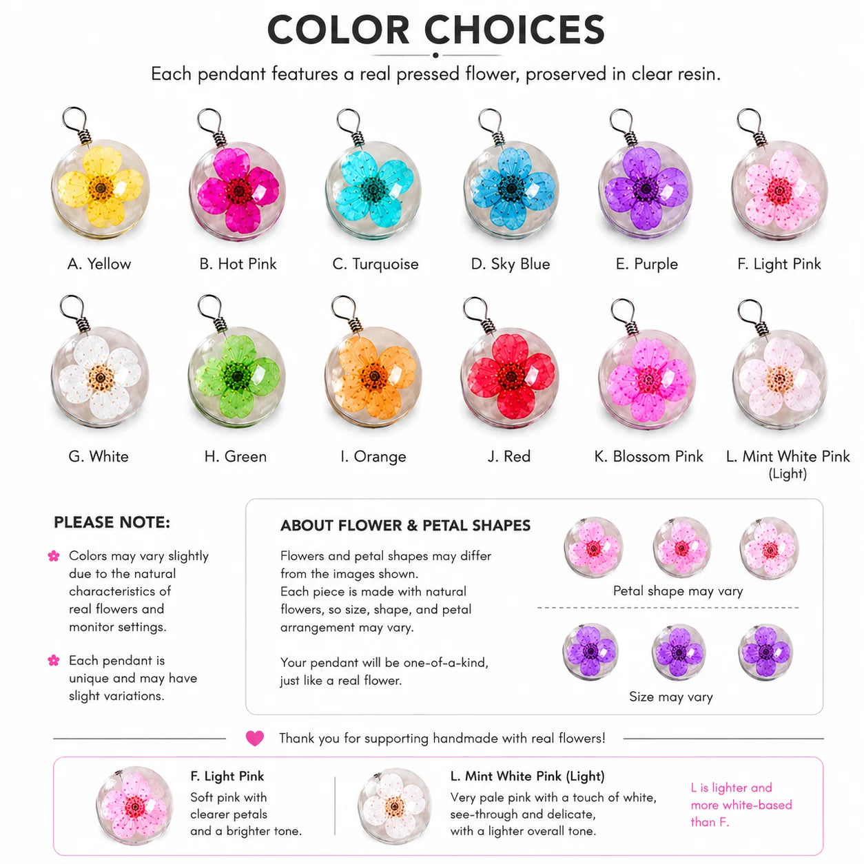Handmade Pressed Flower Glass Charm Pendant – 12MM Mini Floral Dangle for DIY Jewelry