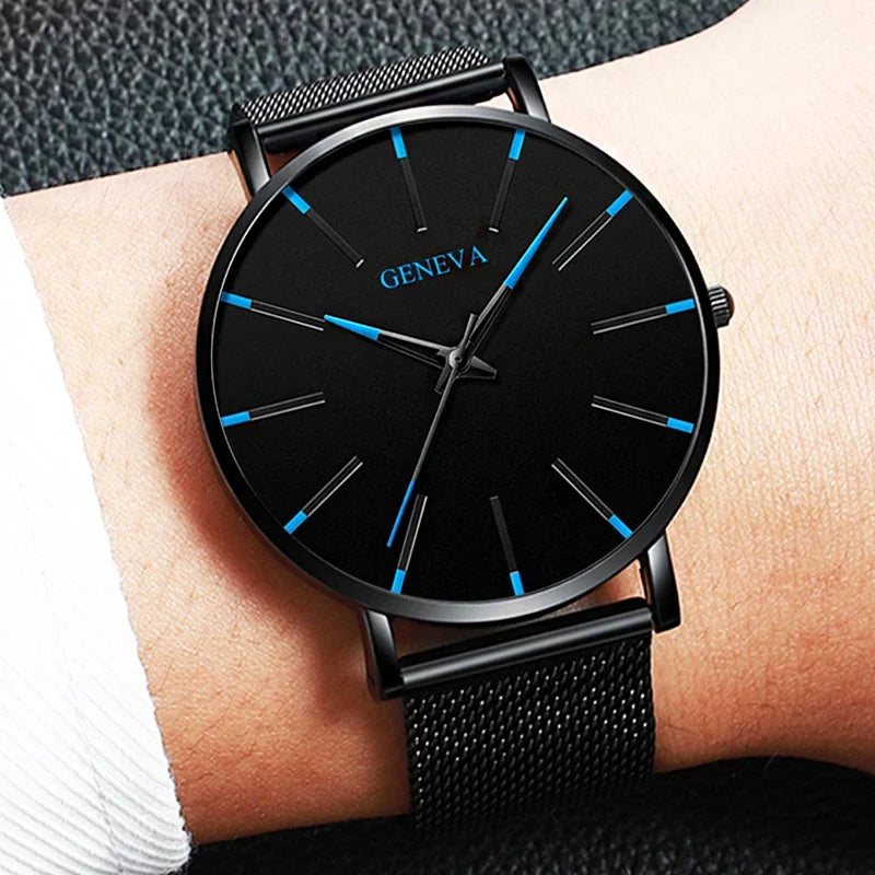 Men's Ultra Thin Business Watch – Mesh Belt Analog Quartz