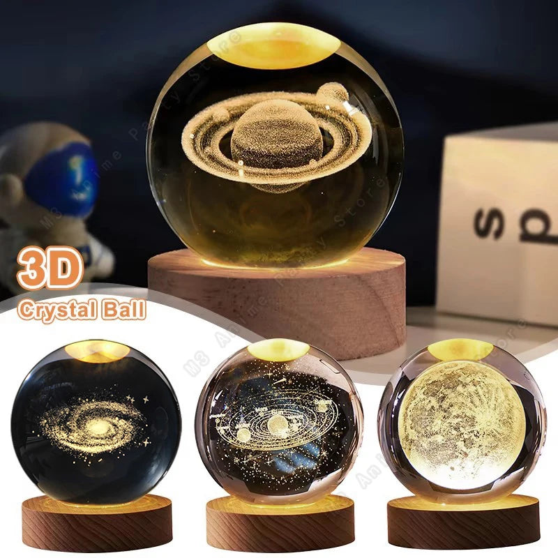 3D Crystal Ball Night Light - LED Galaxy Lamp for Kids' Birthday Gift