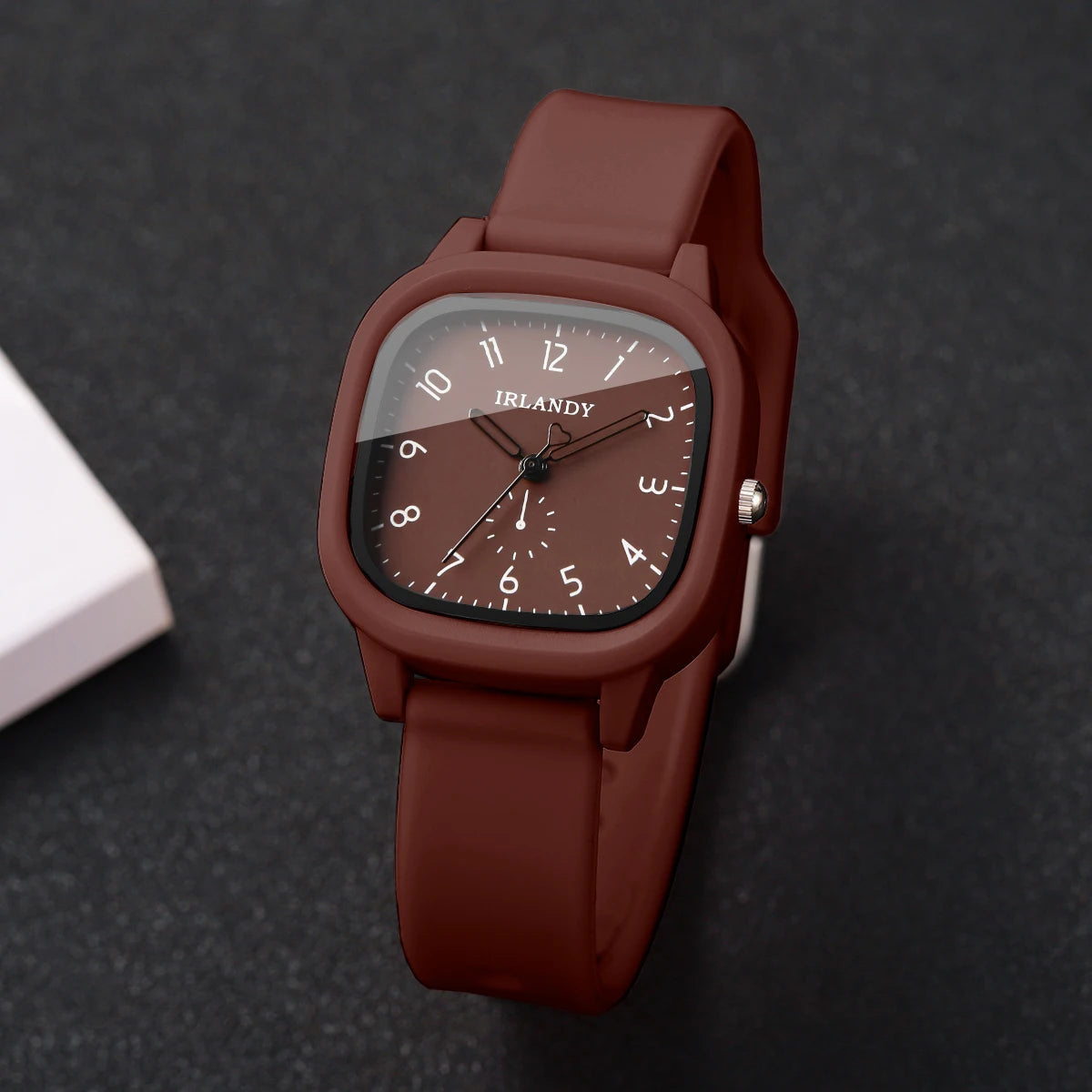 Fashion Arabic Dial Women's Quartz Watch & Heart Bracelet Set – 2PCS Square Silicone Wristwatch