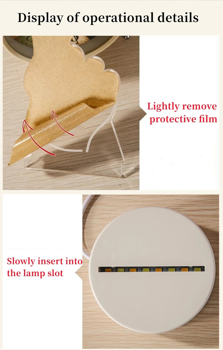 3D Creative Bear Lamp - Acrylic USB LED Night Light for Home Decor and Gifts