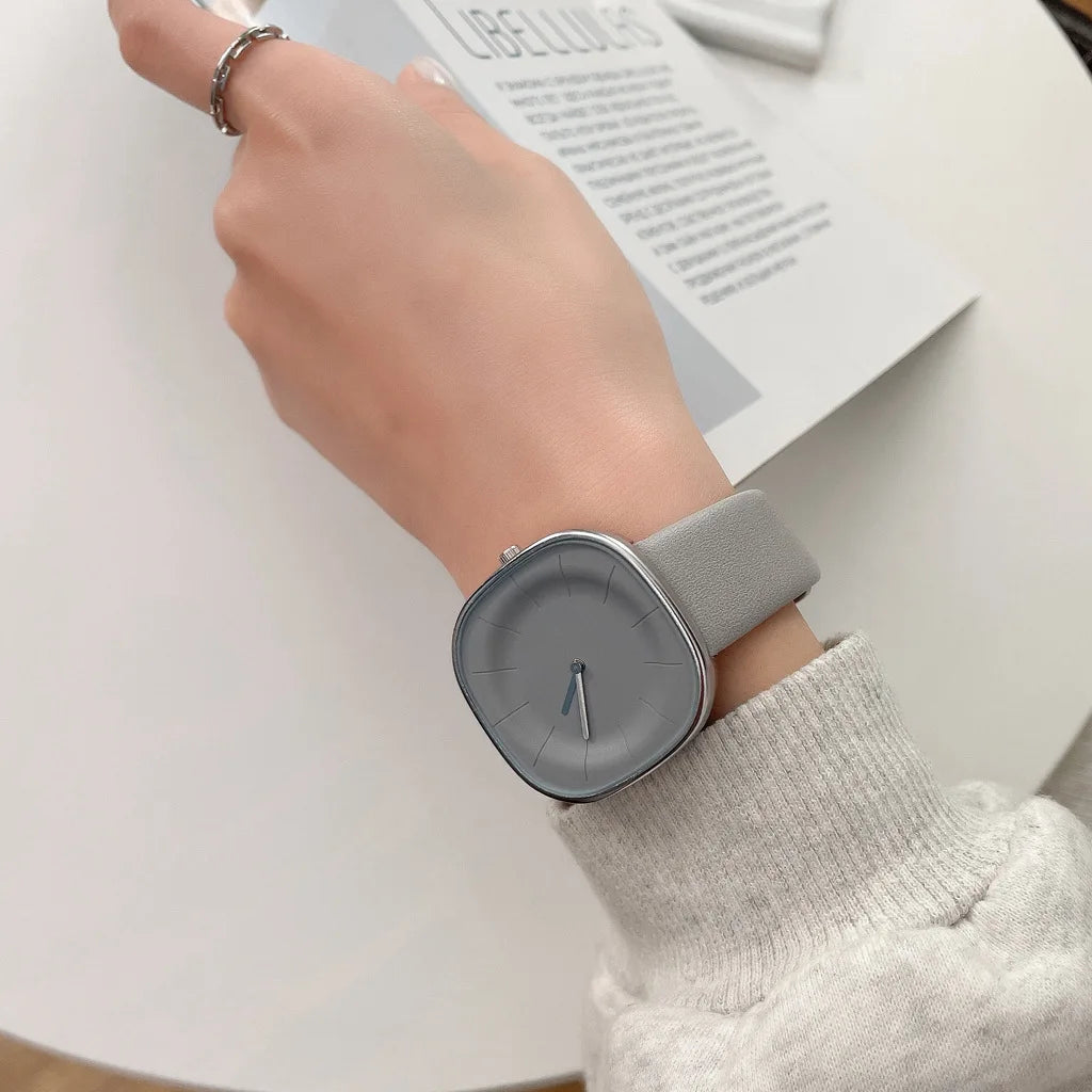 Simple Square Women's Watch – Leather Strap Minimalist Quartz