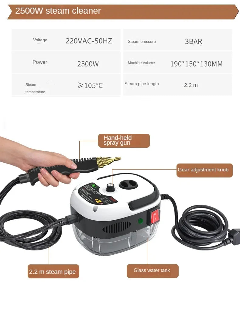 Steam Cleaner High Temperature Sterilization Air Conditioning Kitchen Hood Home /Car Steaming Cleaner 220V EU Plug