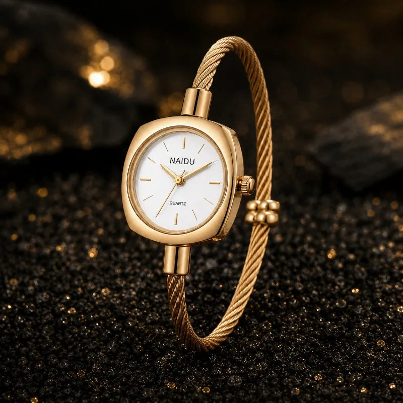 Women's Gold Bangle Watch – Luxury Stainless Steel Quartz