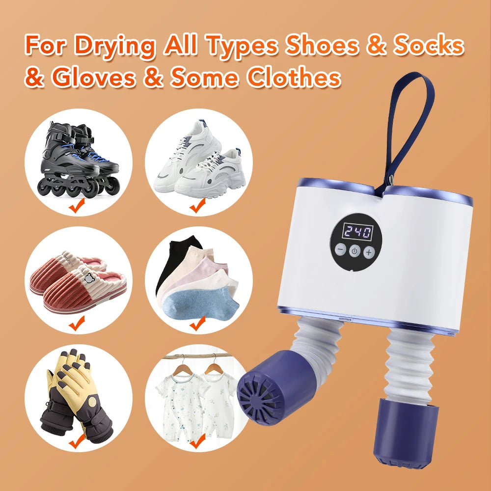 Intelligent Shoe Dryer with Adjustable Timer Fast Dry 360° Warm Airflow Household Shoe Warmer Heating Device for Boots Sneaker