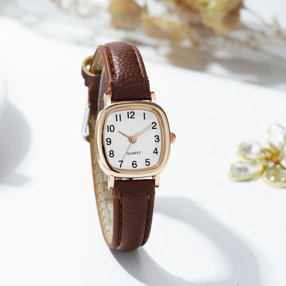 Fashion Small Dial Women's Quartz Watch – Leather Band Wristwatch