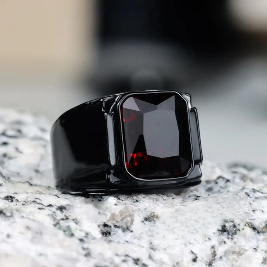 Unisex Punk Style Ring – Black & Red Enamel