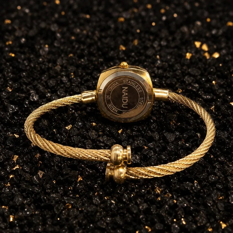Women's Gold Bangle Watch – Luxury Stainless Steel Quartz