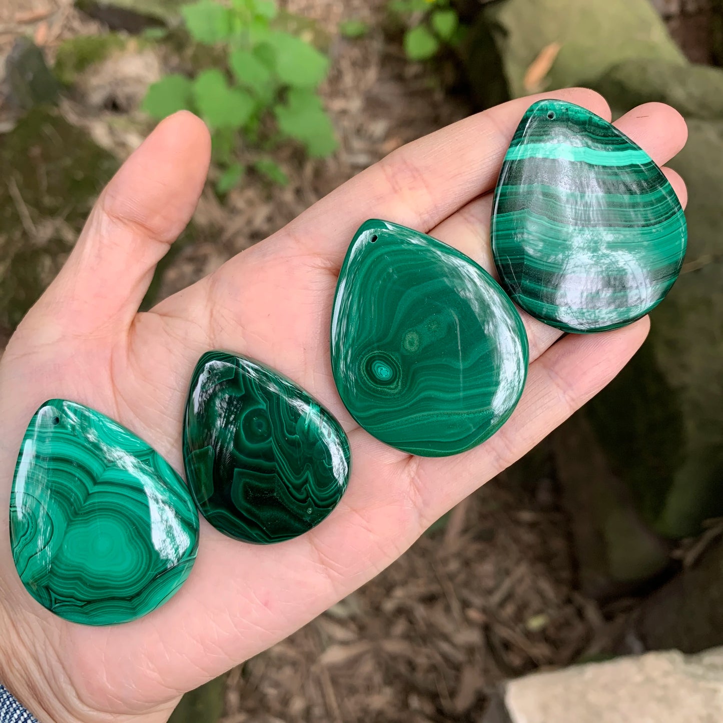 Natural Malachite Chrysocolla Pendant Necklace – Water Drop Gemstone Jewelry for Women & Men