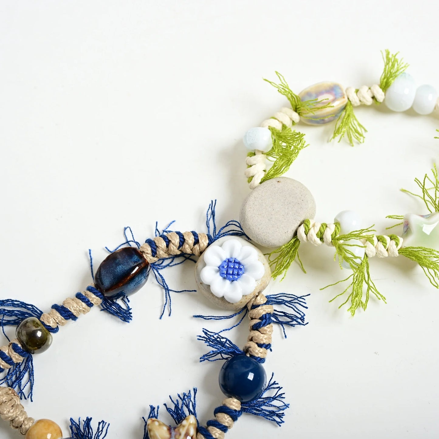 Handmade Ceramic Sunflower Bracelet – Adjustable Wax Cord Boho Floral Jewelry for Women