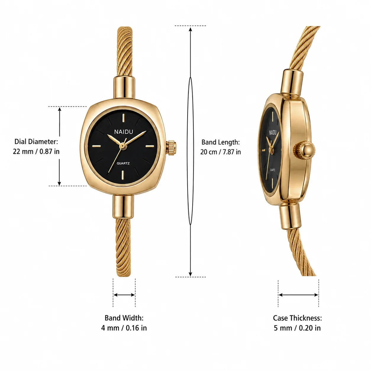 Women's Gold Bangle Watch – Luxury Stainless Steel Quartz