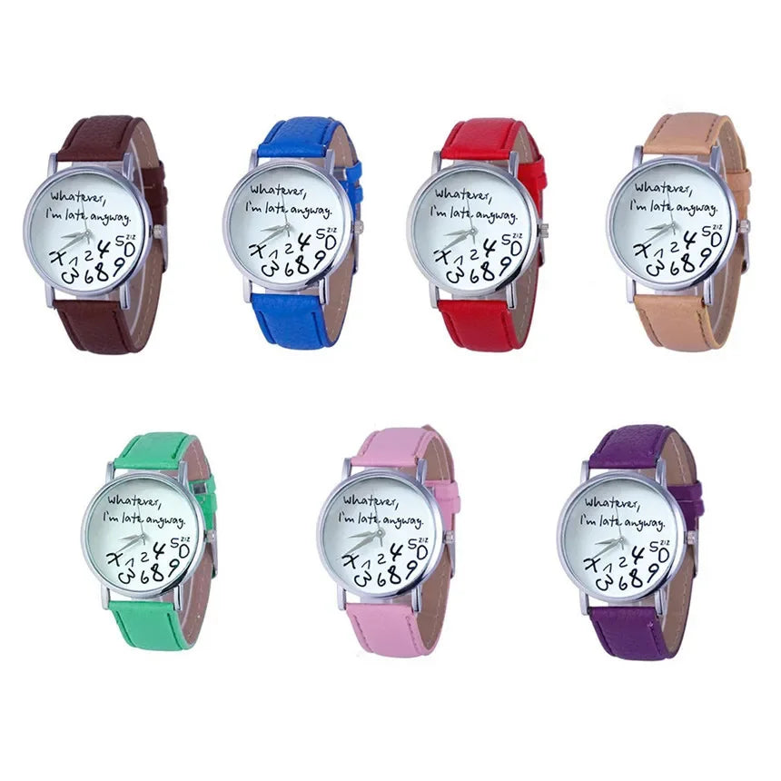 Funny Quote Watch for Women – Leather Strap Big Dial Quartz