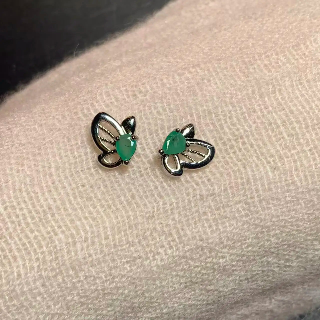 Natural Emerald Stud Earrings – 925 Sterling Silver Fine Jewelry for Women