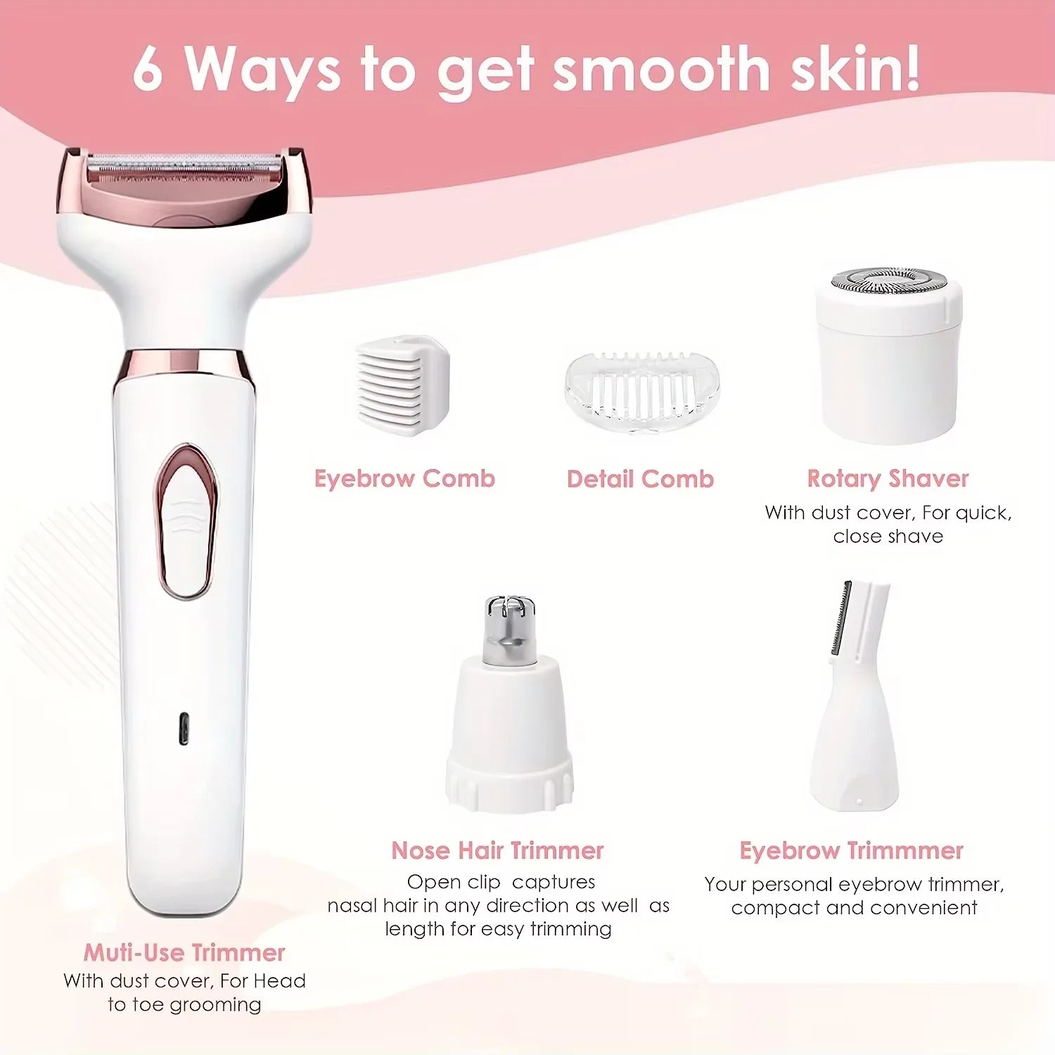 4-in-1 Electric Lady Shaver: Painless Hair Removal