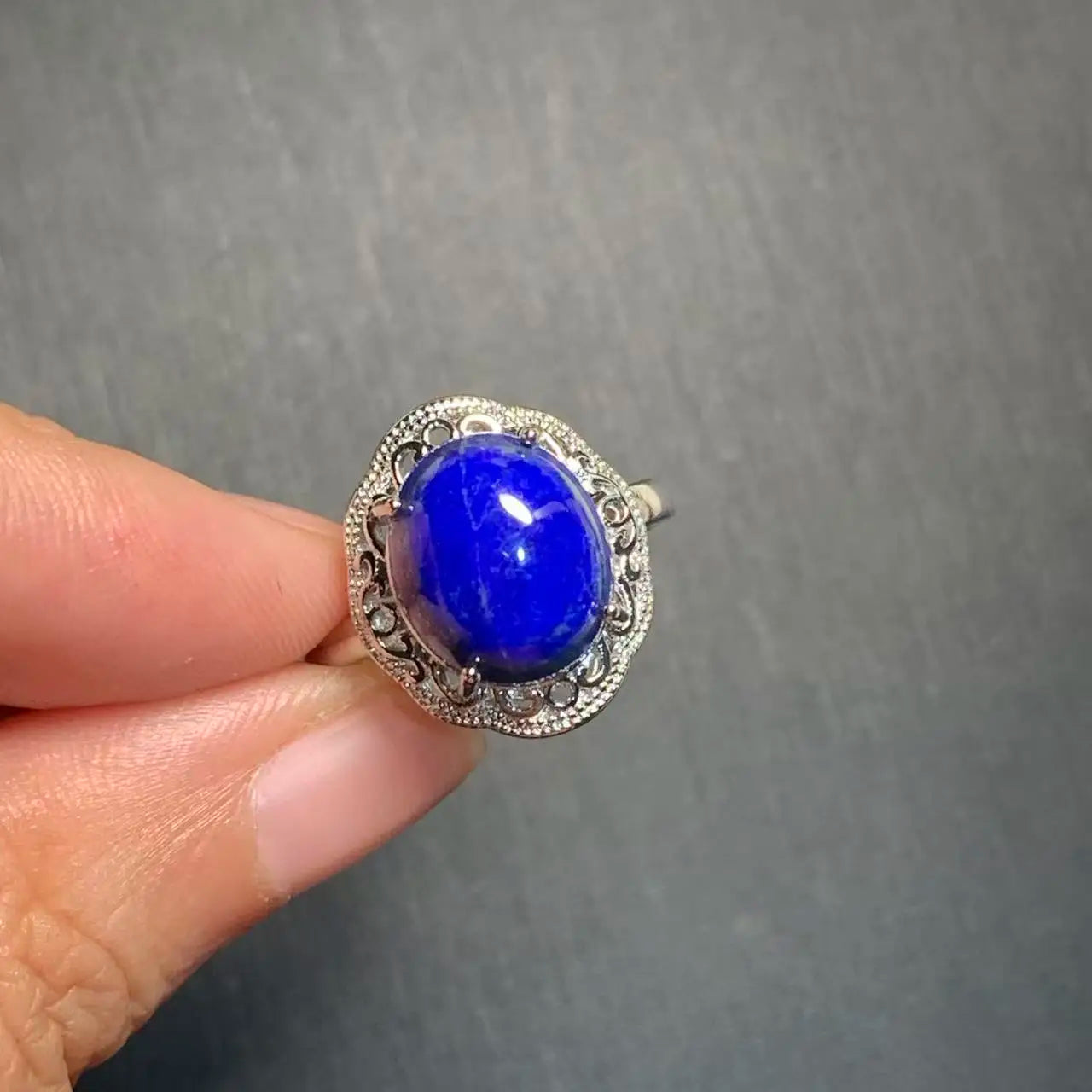 Natural Lapis Lazuli Adjustable Ring – Vintage Fine Jewelry for Women