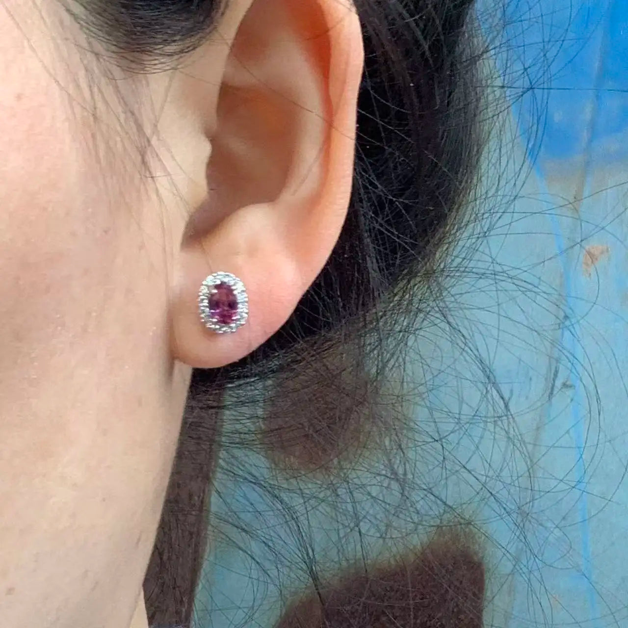 Natural Garnet Copper Stud Earrings – Genuine Red Gemstone for Women