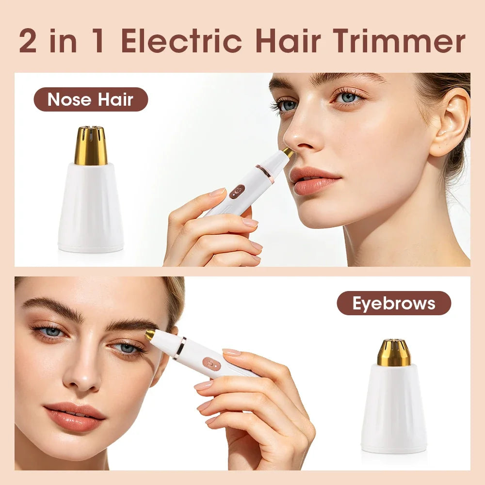 2-in-1 Nose & Eyebrow Trimmer – USB Cordless Electric Facial Hair Trimmer