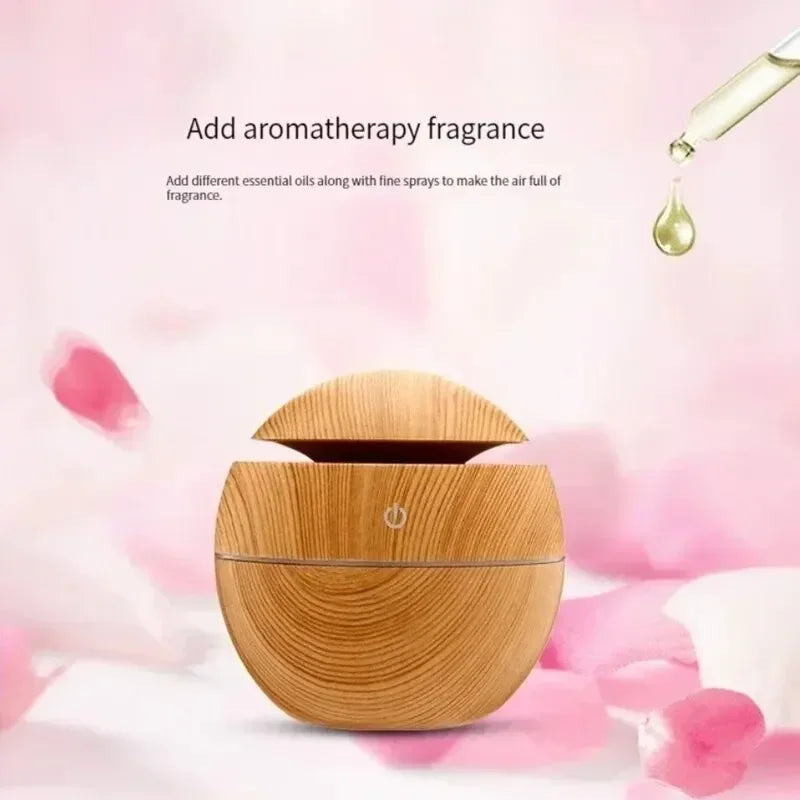 USB Ultrasonic Cool Mist Essential Oil Humidifier - Mini Wood Grain Design