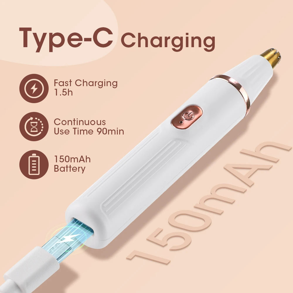 2-in-1 Nose & Eyebrow Trimmer – USB Cordless Electric Facial Hair Trimmer