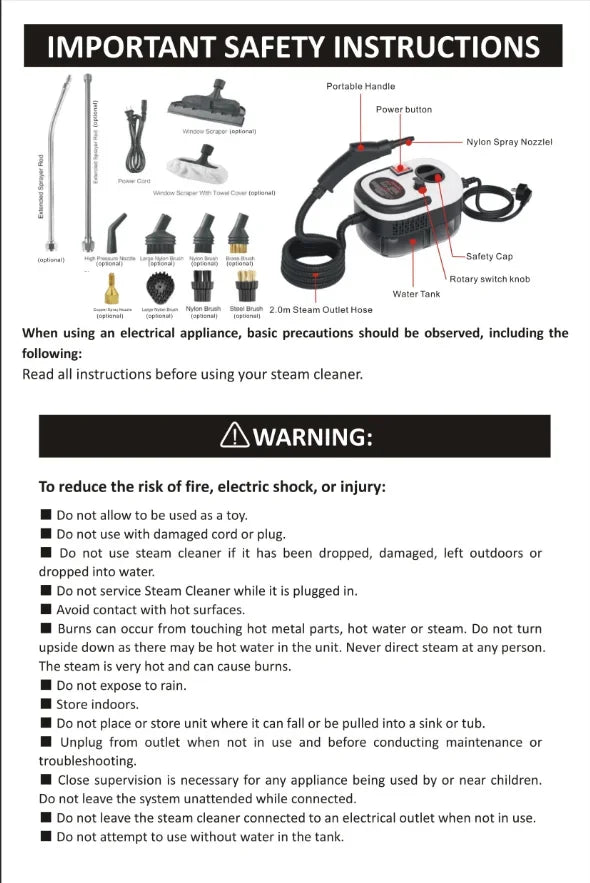 Steam Cleaner High Temperature Sterilization Air Conditioning Kitchen Hood Home /Car Steaming Cleaner 220V EU Plug