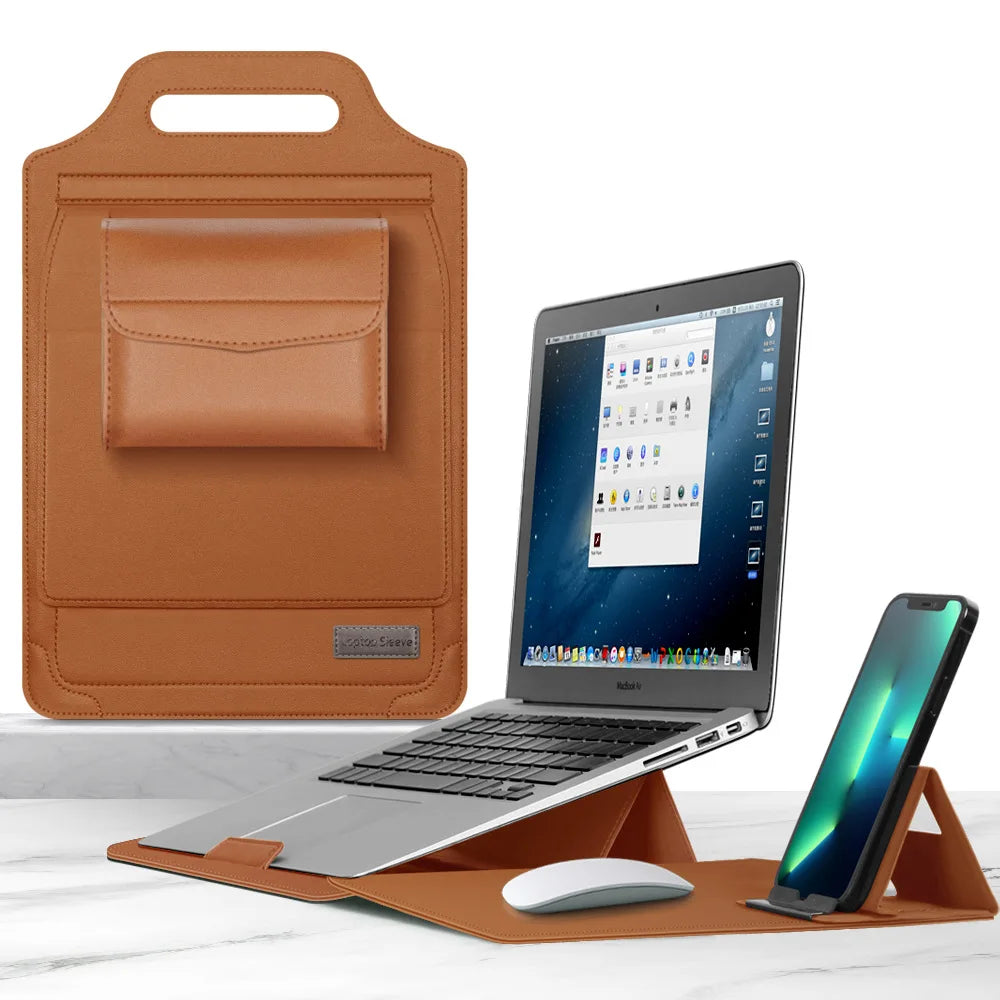 for Infinix XBOOK B15 15.6inch Laptop Sleeve Foldable Laptop Stand Mouse Pad Phone Holder Charger Mouse Pouch Flip Bag Case