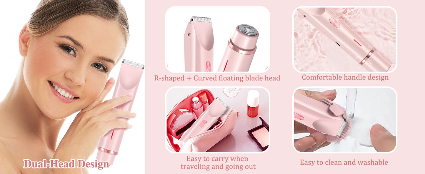 2-in-1 Dual-Head Women's Electric Razor & Bikini Trimmer