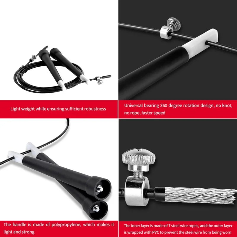 3m Steel Wire Speed Jump Rope - Cable Fitness Skipping Rope