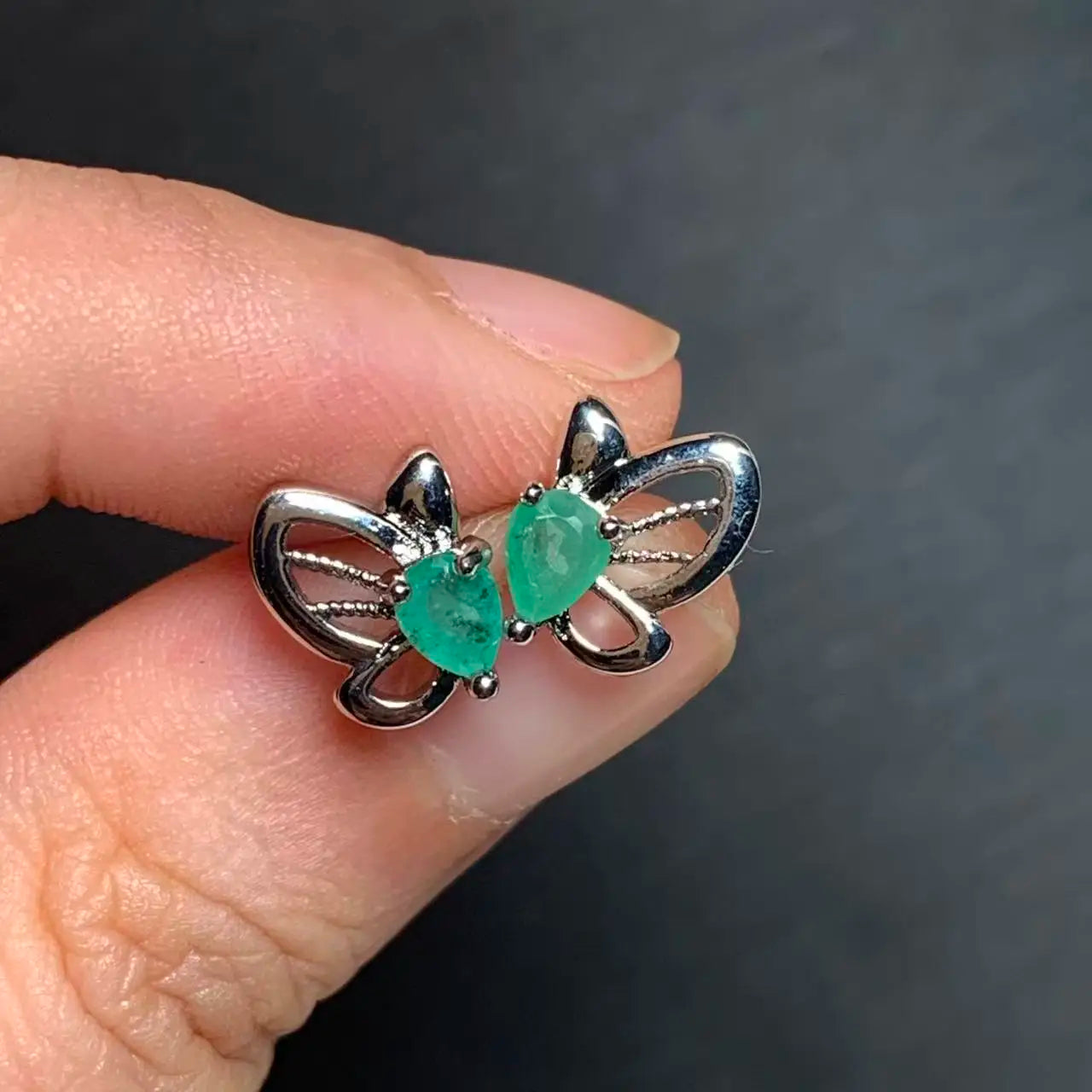 Natural Emerald Stud Earrings – 925 Sterling Silver Fine Jewelry for Women