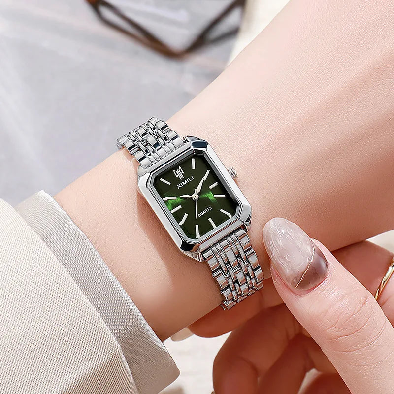 Luxury Women's Rectangle Watch – Steel Band Fashion Quartz Wristwatch
