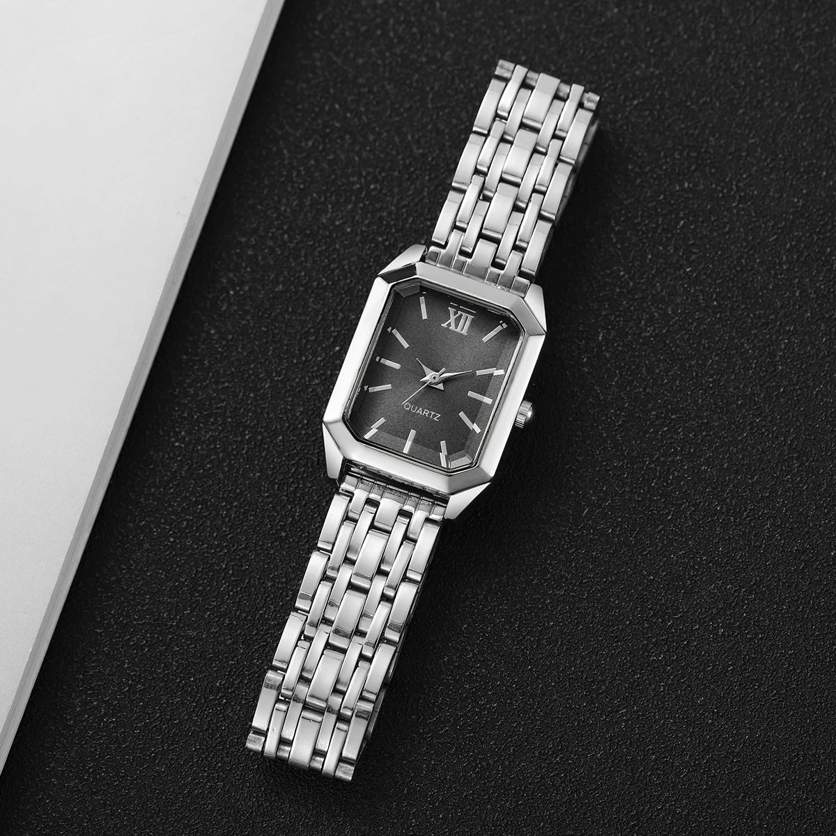 Fashion Rectangle Women's Quartz Watch – Casual Ladies Wristwatch Set