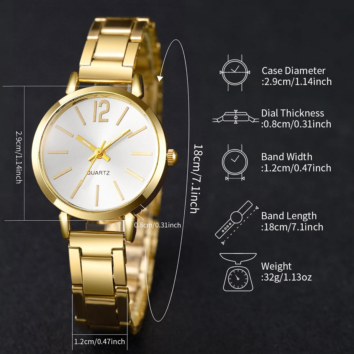 Fashion Women's Stainless Steel Quartz Watch – Analog Wristwatch Set 1/3PCS